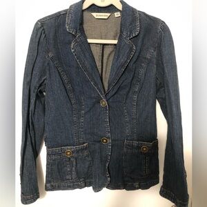 St. John's Bay Dark Blue Jean Jacket collared blazer top coat denim button up